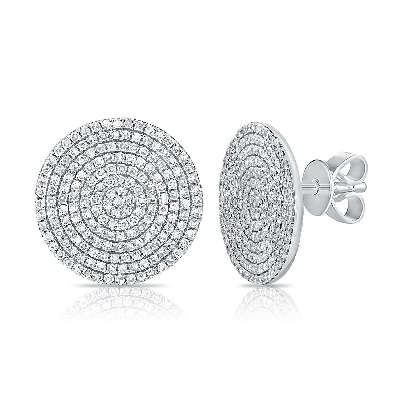 women's earrings with oversized hoop -14K White Gold Diamond Extra Large Disc Earrings