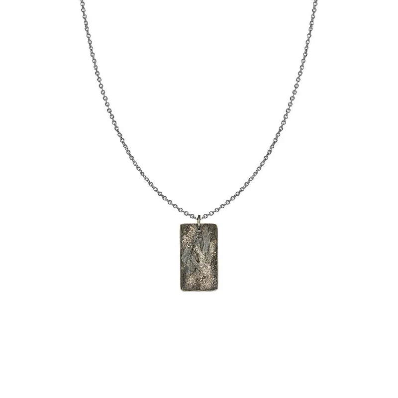 women's necklaces with modern chain -Palladium and Sterling Silver Dog Tag Pendant