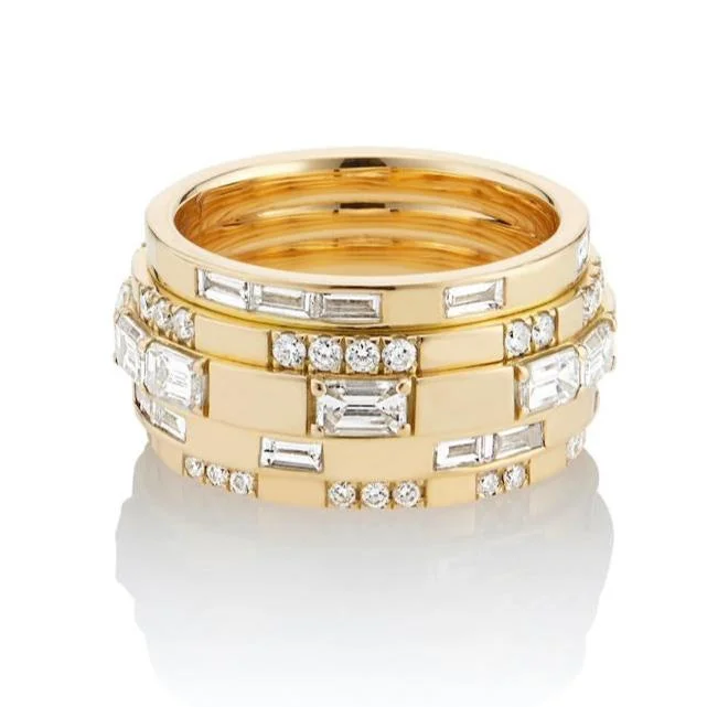 women's engagement rings with princess-cut diamond -EMERALD CUT AND BAGUETTE DIAMOND ENERGY BAND