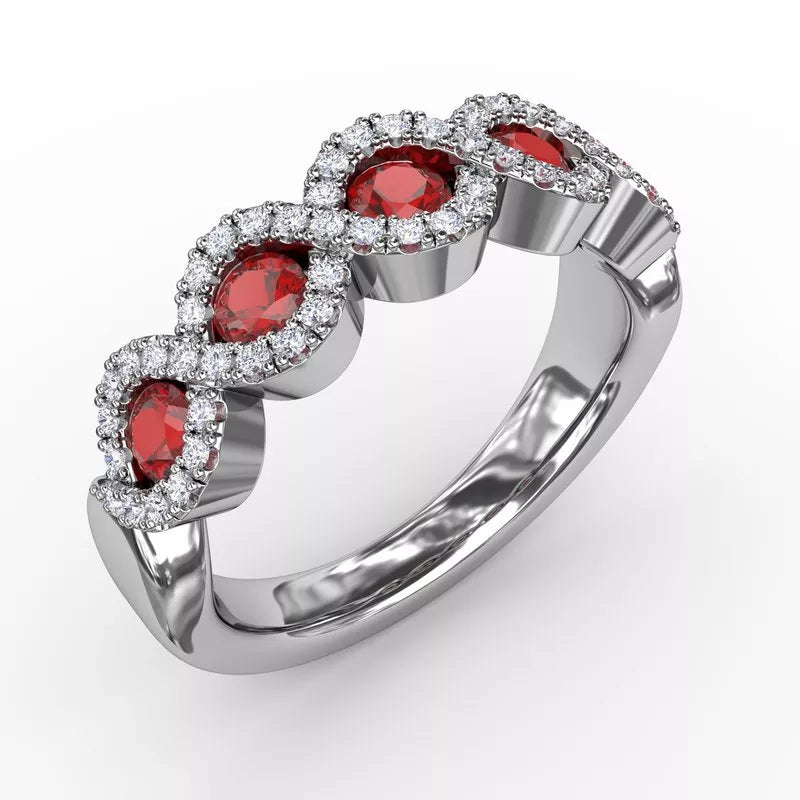 women's engagement rings with modern style -Fana Hold Me Close Ruby and Diamond Twist Ring