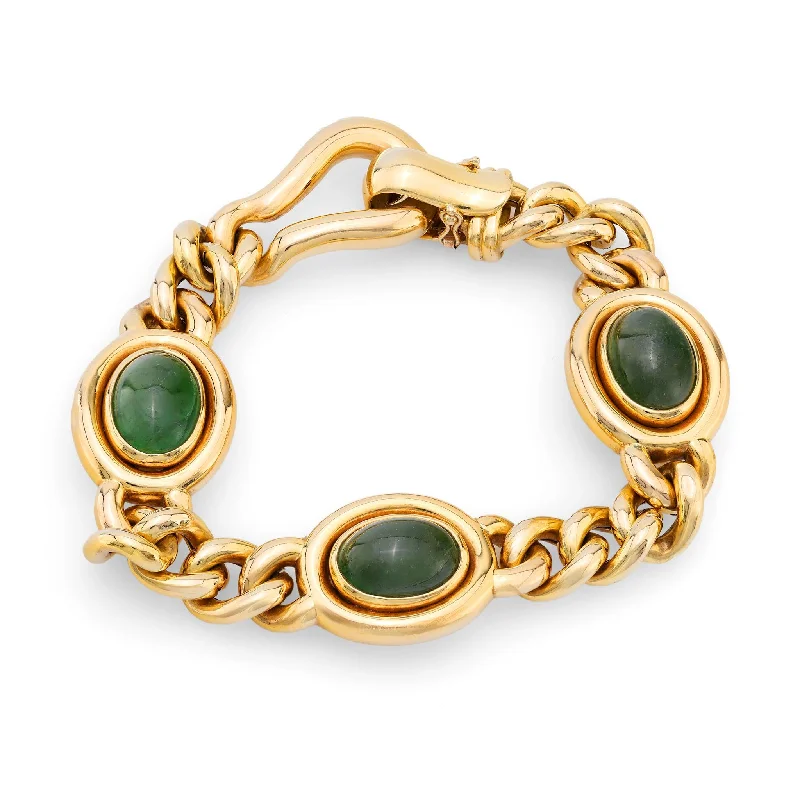 women's bracelets with crystal embellishments -Vintage Italian 18k yellow gold tourmaline bracelet