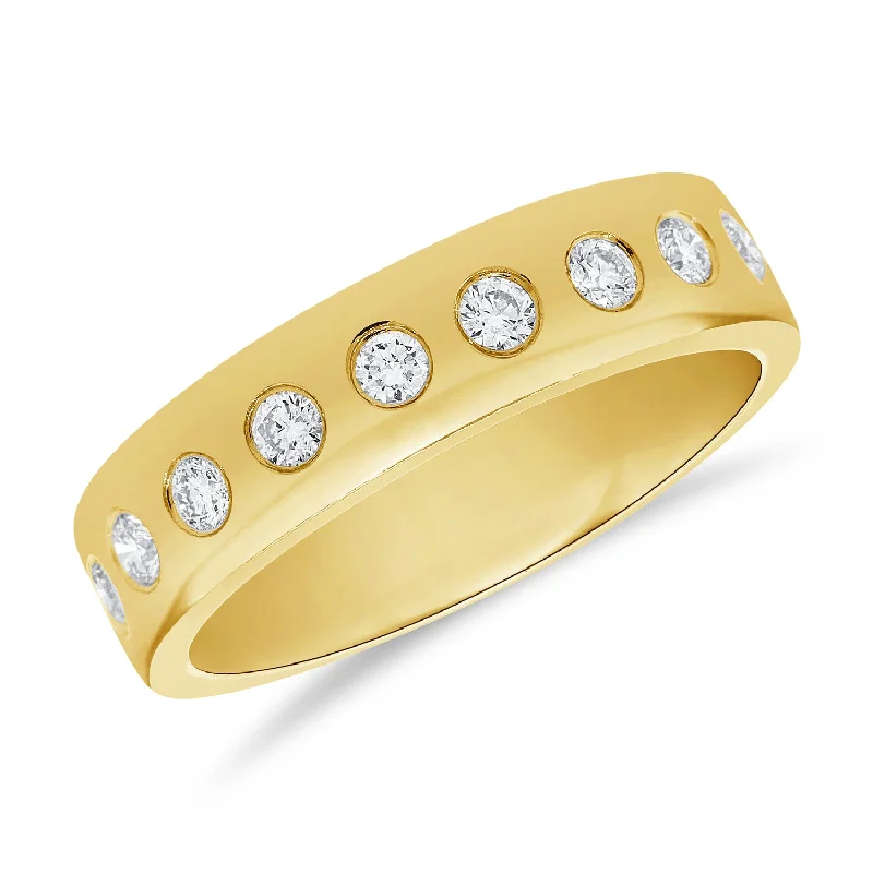 women's engagement rings with side stones -Classic Gypsy Ring with 0.38 Carat Diamonds