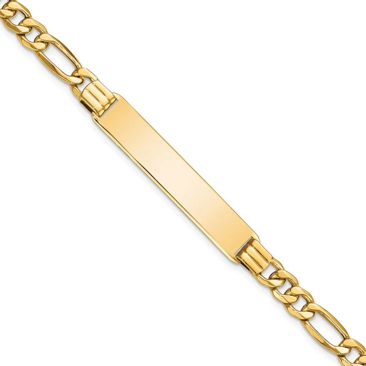 women's bracelets with white gold finish -14k Semi-Solid Figaro Link ID Bracelet