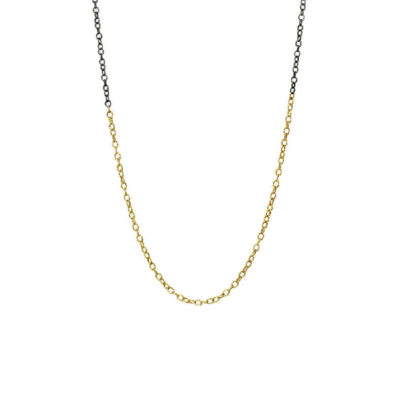 women's necklaces with luxurious metals -Sterling Silver Black Rhodium and Yellow Gold Two Tone ALEX Chain