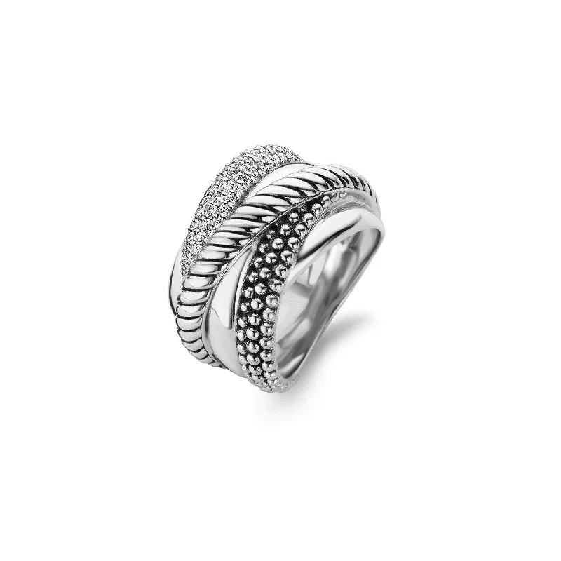 women's rings with simple elegance -Ti Sento Sterling Silver 6 Layers Band Ring