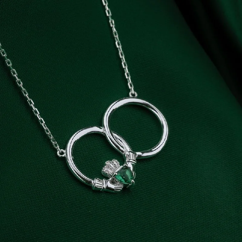 women's necklaces with luxurious metals -Crystal Claddagh Circle Necklet