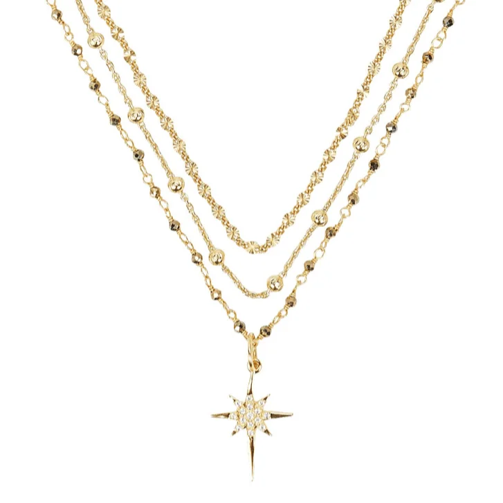 women's necklaces with pearl -Double Layer Starburst