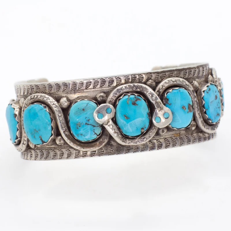 women's bracelets with pearl -Effie C. Navajo Handmade Sterling Silver Turquoise Cuff Bracelet