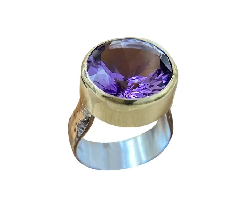 women's rings silver -Yaron Morhaim 9ct Gold Silver Purple Amethyst Ring