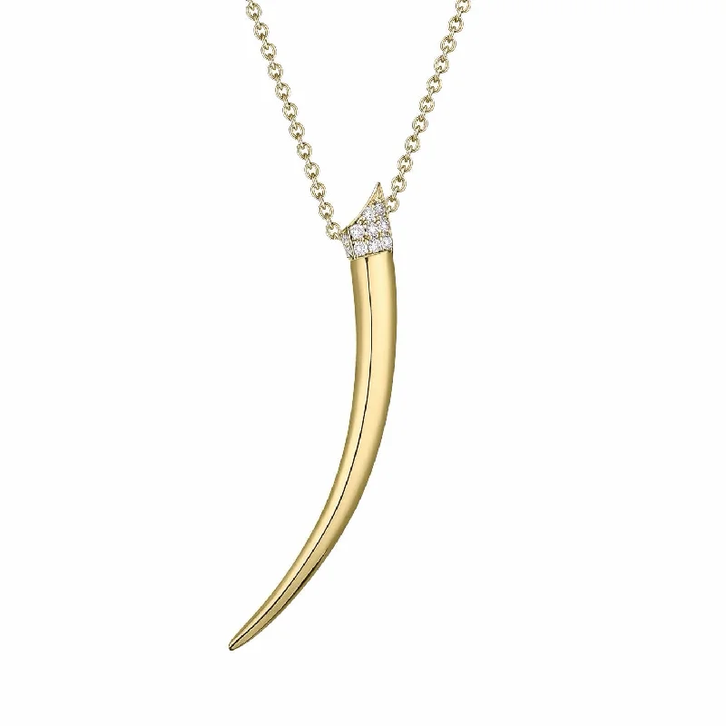 women's necklaces silver -Sabre Pendant - Yellow Gold Vermeil & Diamond Pavé