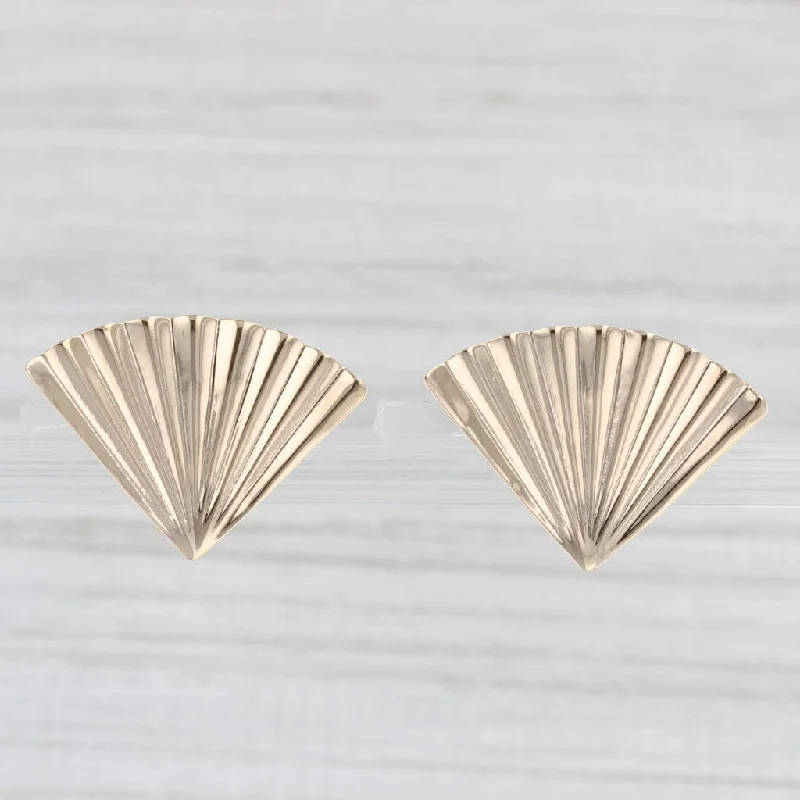 women's earrings with delicate detailing -Beveled Fan Stud Earrings 14k Yellow Gold