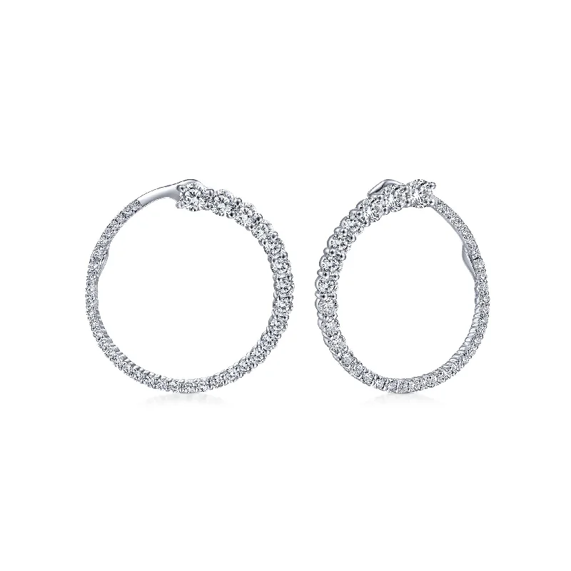 women's earrings with princess-cut diamond -14K White Gold Diamond Large Wrap Circle Earrings