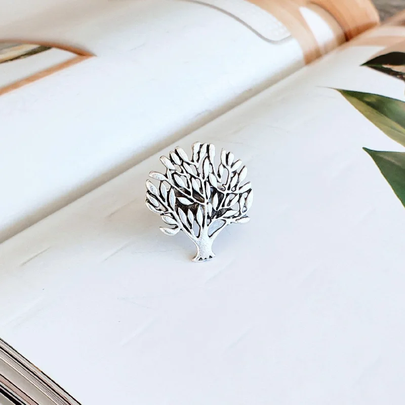 women's rings with dual-tone band -Anatolian Boho Ring - "Tree of Life"