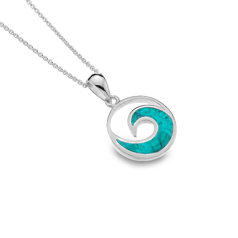 women's necklaces with ruby -Sea Gems Turquoise Wave Pendant