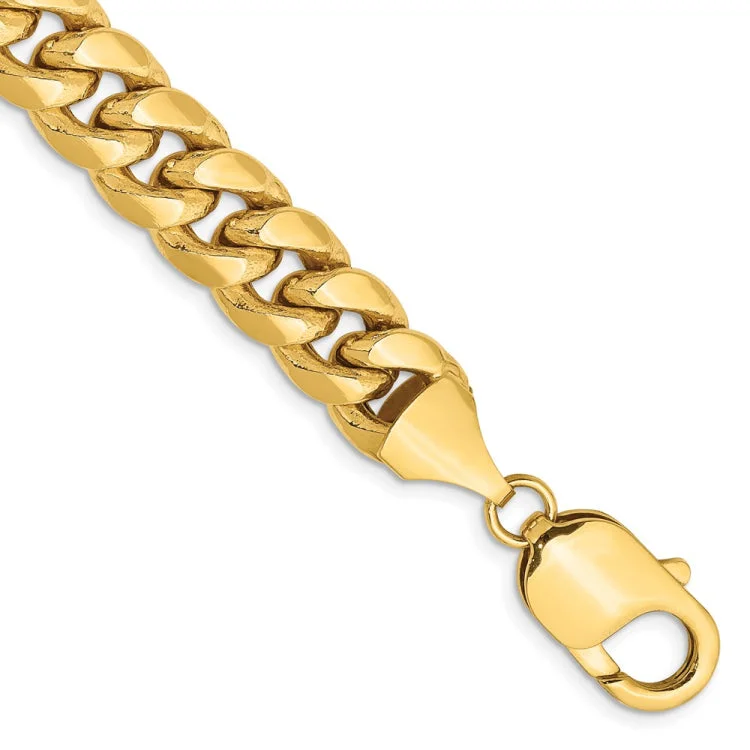 women's bracelets with large links -14K 8 inch 9.3mm Semi-Solid Miami Cuban with Lobster Clasp Bracelet