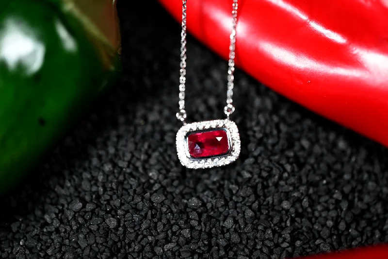 women's necklaces with bold pendant -2.03CT RUBY & DIAMOND PENDANT