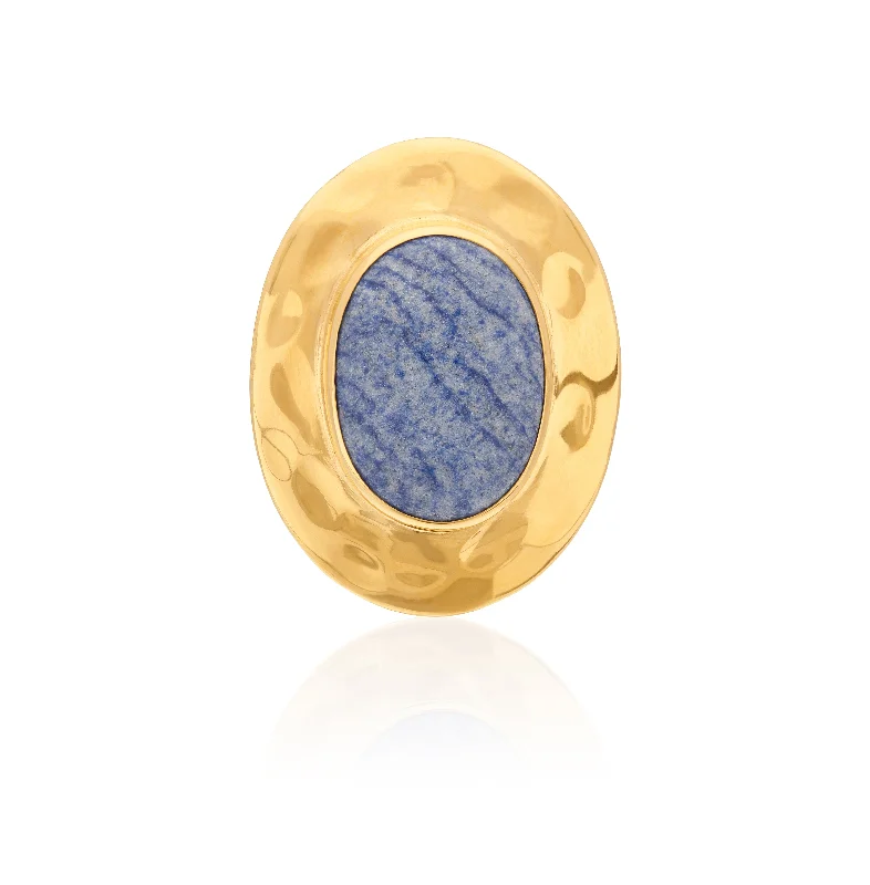 women's rings with aquamarine -Anna Beck Gold Wavy Dumortierite Ring