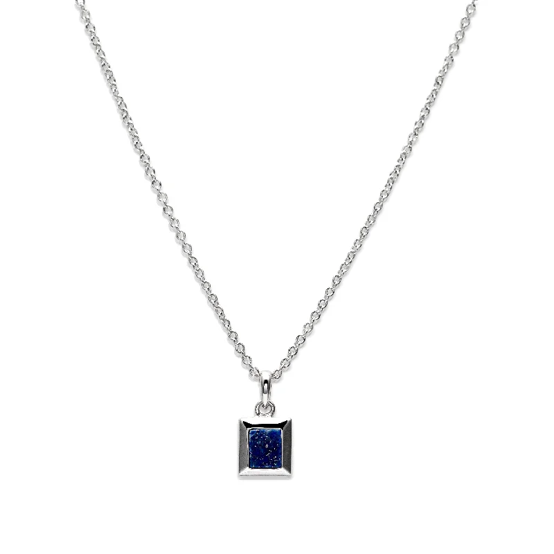 women's necklaces with eternity design -Unique & Co Square Lapis Pendant