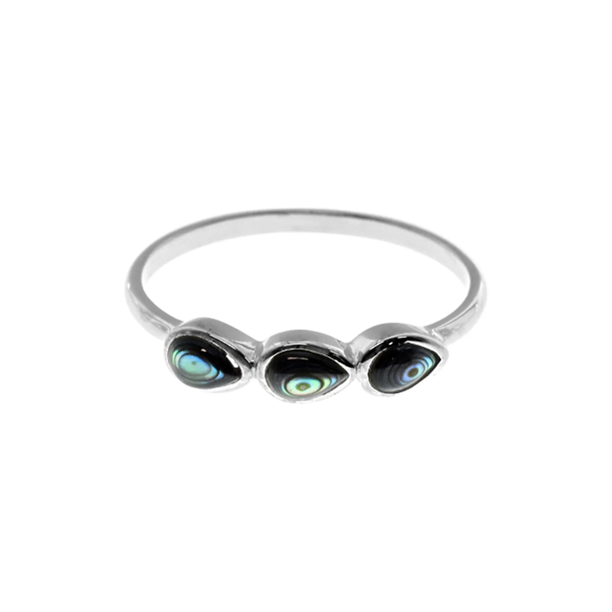 women's rings with rose-cut diamond -Sterling Silver Triple Paua Shell Ring