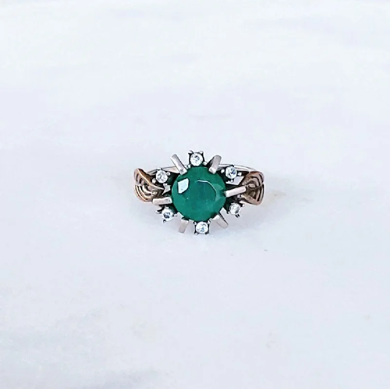 women's rings with playful design -Vintage Ottoman Ring - Emerald - Sterling Silver