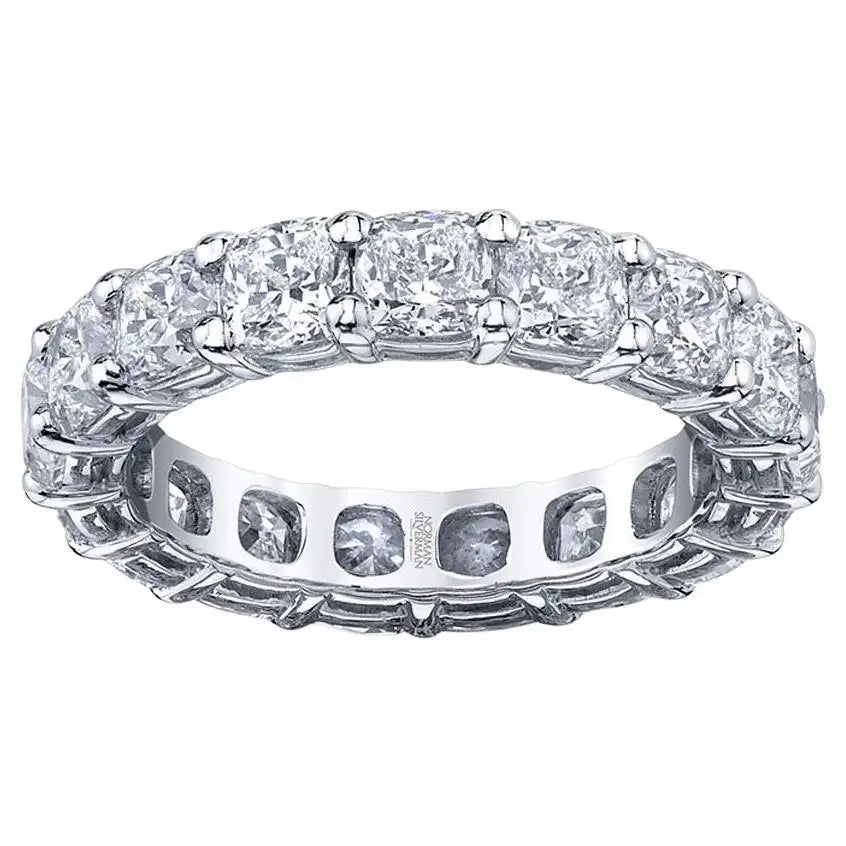 women's engagement rings with unique diamond cuts -Cushion Cut Diamond Eternity Band in Platinum 5.89 Carats