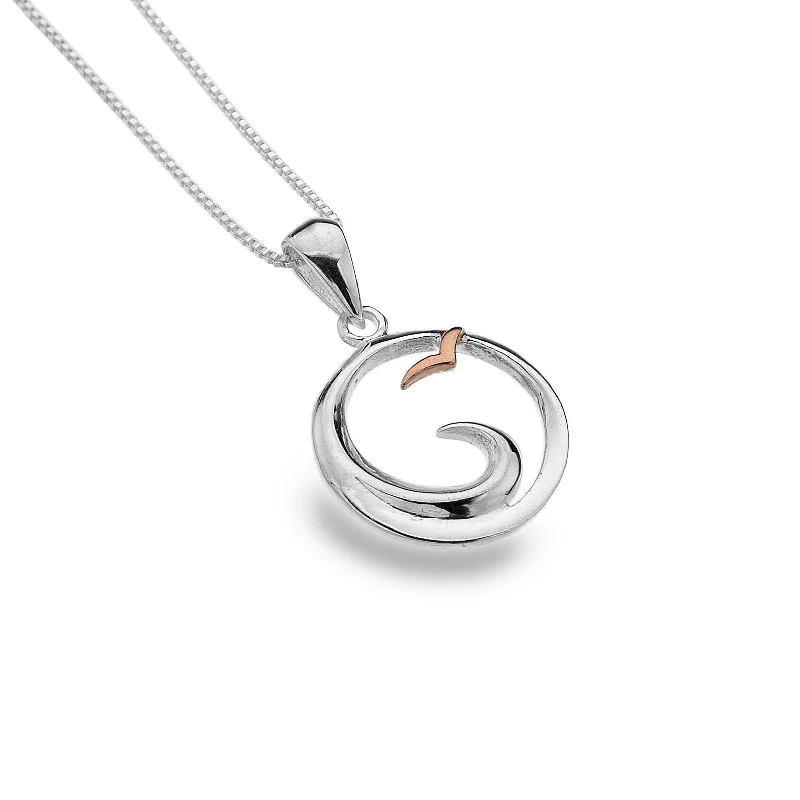 women's necklaces with sparkling halo pendant -Sea Gems Seagull and Wave Pendant