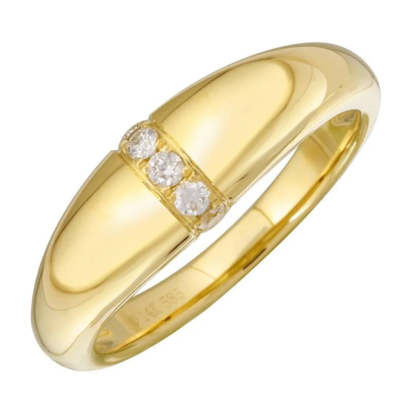 women's engagement rings with cushion-shaped gemstone -14K Yellow Gold Domed Diamond Accent Ring