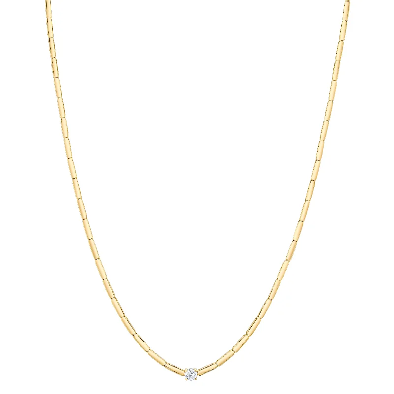 women's necklaces with sparkling halo pendant -Single Diamond Bezel Collar