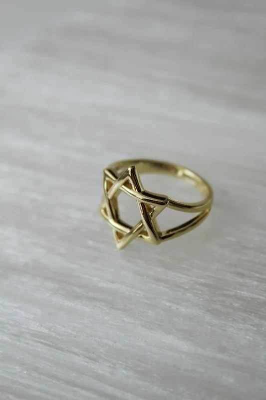 women's rings with cushion-shaped gemstone -Solid Star of David Ring