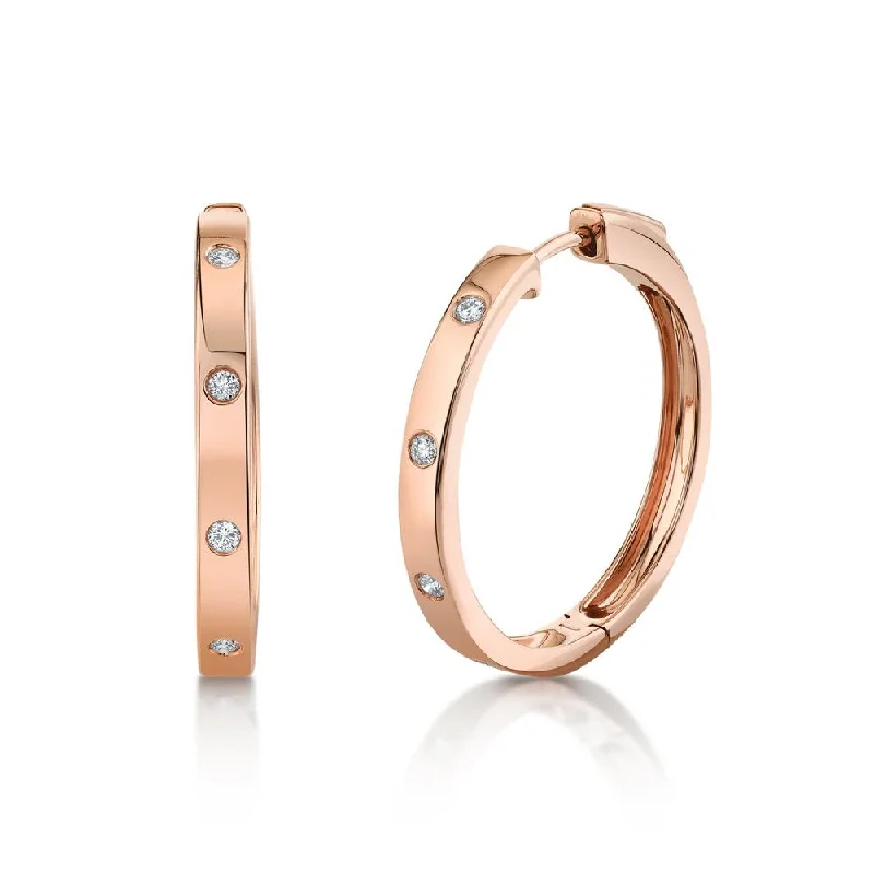 women's earrings with luxury look -14K Rose Gold Diamond Hoop Earrings