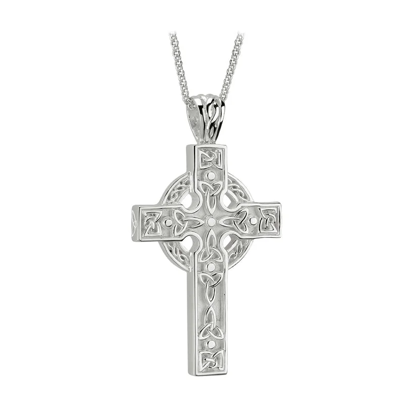 women's necklaces with symbolic pendant -Silver Heavy Celtic Trinity Knot Cross