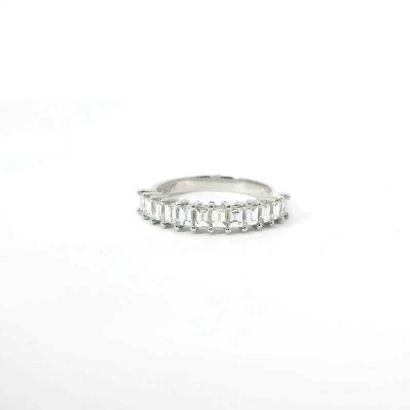 women's engagement rings with pave diamonds -Platinum and Natural Baguette Diamond Band