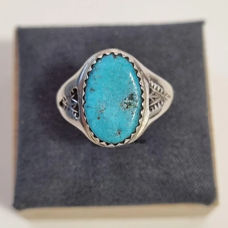 women's rings with traditional design -Turquoise Navajo Sterling Silver Rings