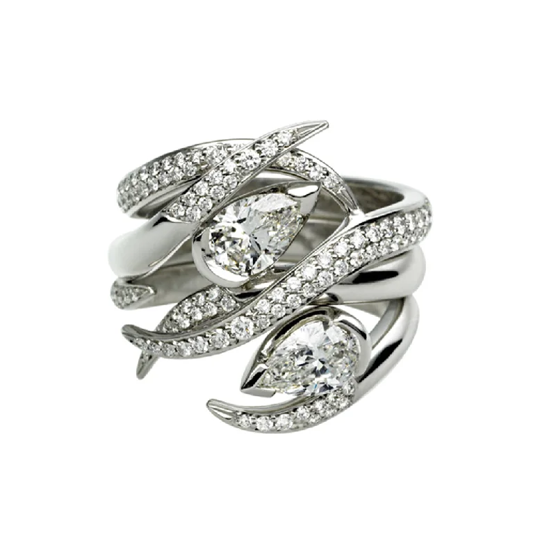 women's engagement rings with round diamond -Interlocking Ariana50 Eternity Ring Set - 18ct White Gold & 1.60ct Diamond