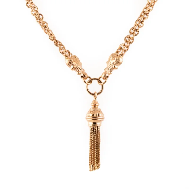 women's necklaces with fine chain -Ornate Rose Gold Watch Chain