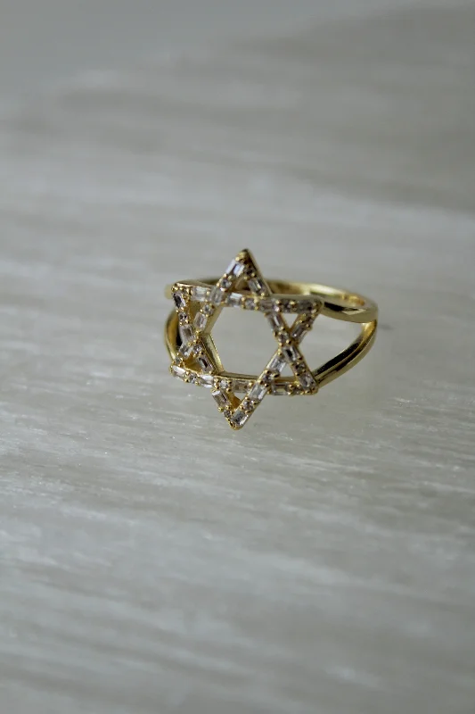 women's rings with elegant design -Crystal Star of David Ring