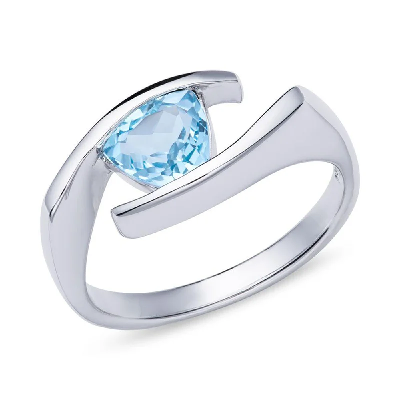 women's rings with ruby -Unique & Co Sterling Silver Blue Topaz Ring