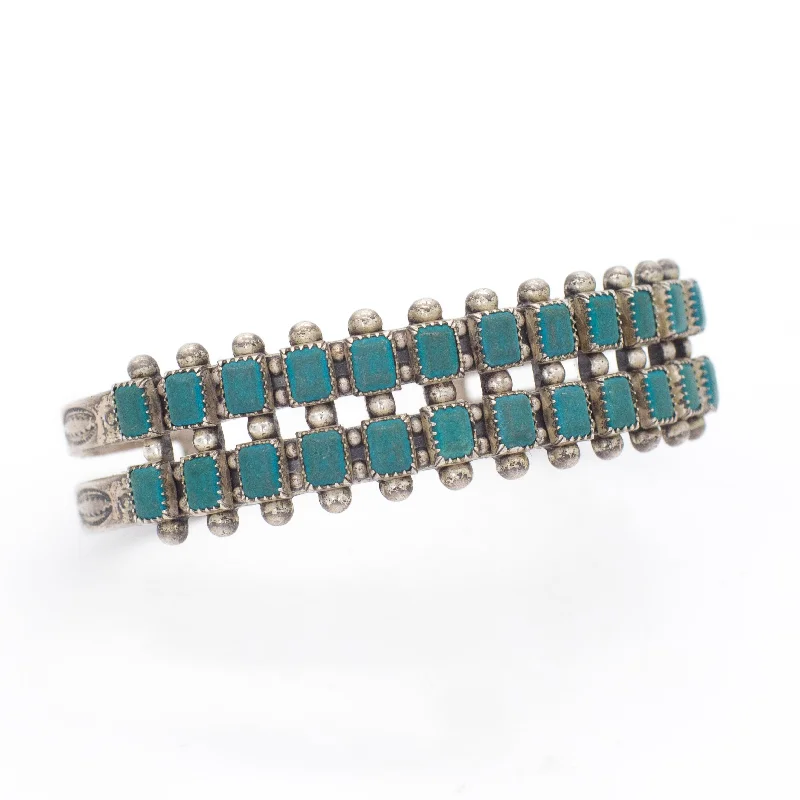 women's bracelets with polished finish -Navajo Handmade Sterling Silver Turquoise Composite Cuff Bracelet (Hallmark Unknown)