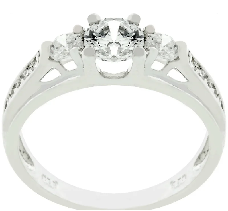 women's engagement rings with cathedral setting -Jakira Three Stone Fashion Promiset Ring | 1.5ct | Sterling Silver