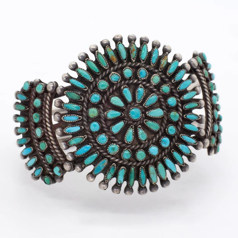 women's bracelets with antique style -Navajo Handmade Sterling Silver Turquoise Cuff Bracelet (Hallmark Unknown)