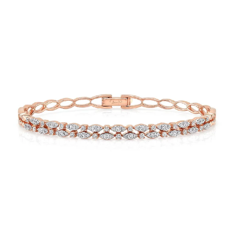 women's bracelets with handcrafted details -Uneek Fairfax Two-Row Stackable Diamond Bangle Bracelet