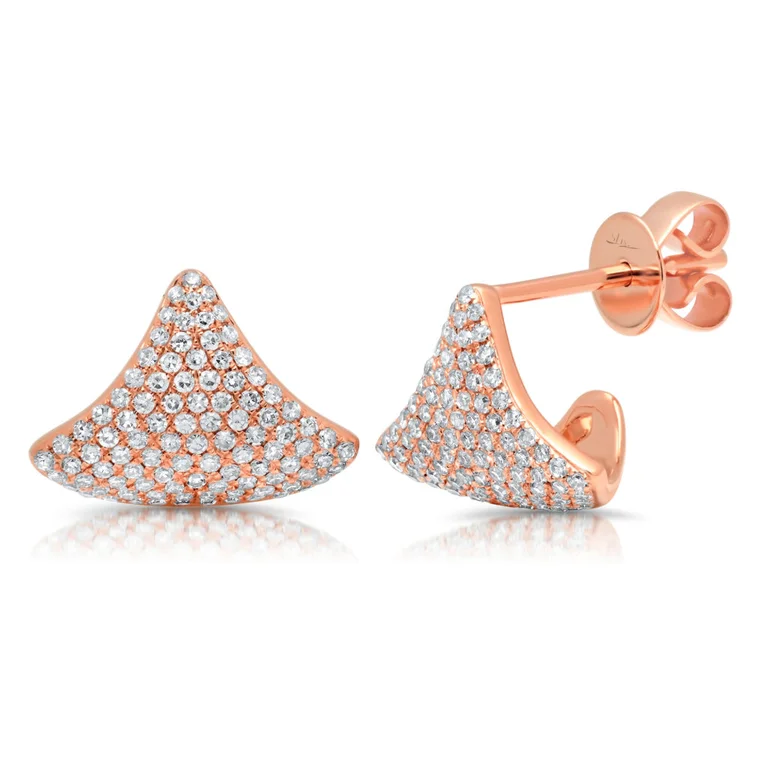 women's earrings with handcrafted style -14K Rose Gold Diamond Pave Cuff Earring