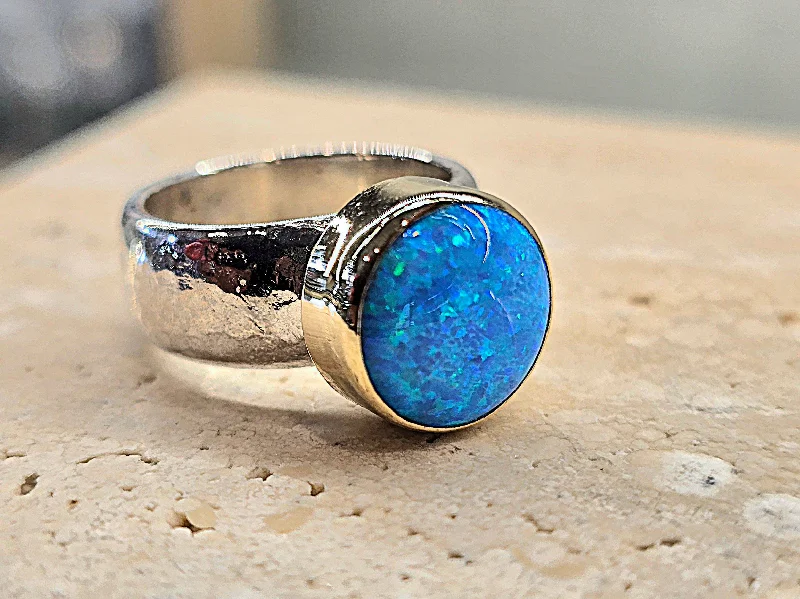 women's rings with trendy look -Yaron Morhaim Gold Silver Opal Ring