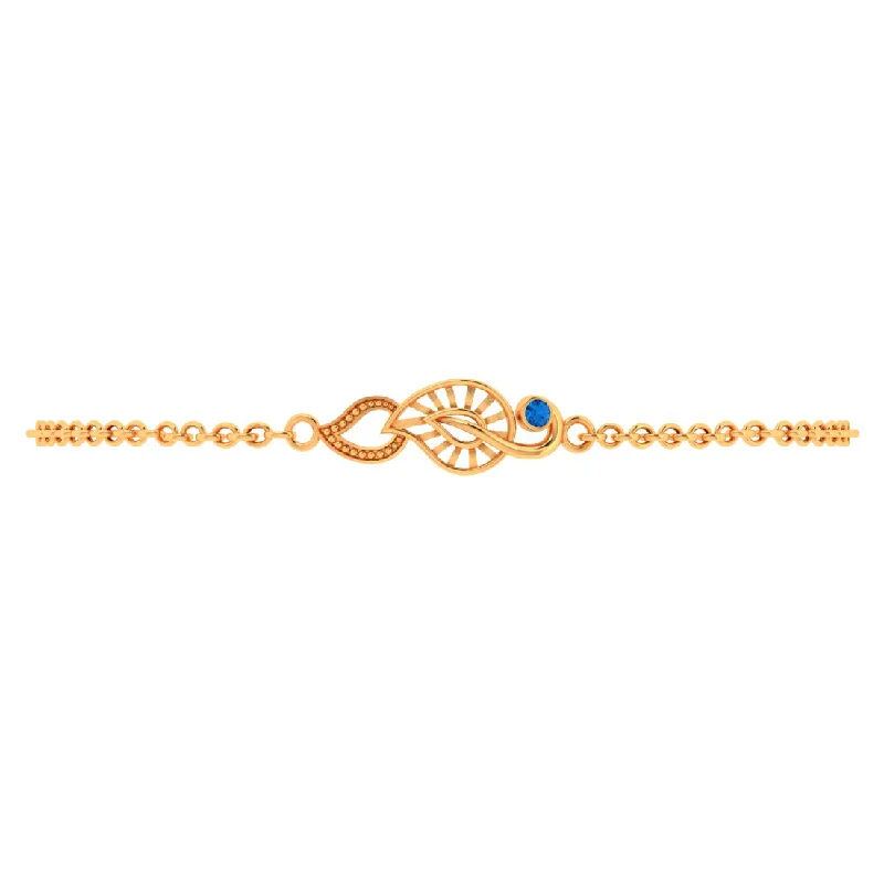 women's bracelets with braided design -14k Kalka Style Gold Bracelet With A Gilded Blue Stone