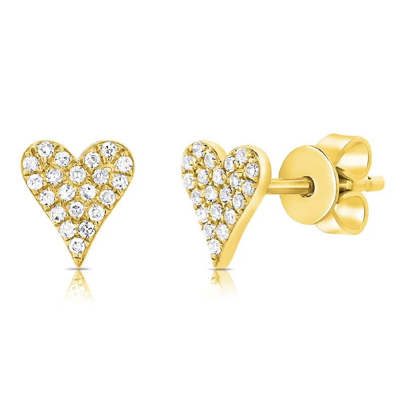 women's earrings with fusion styles -14K Yellow Gold Diamond Elongated Heart Stud Earrings