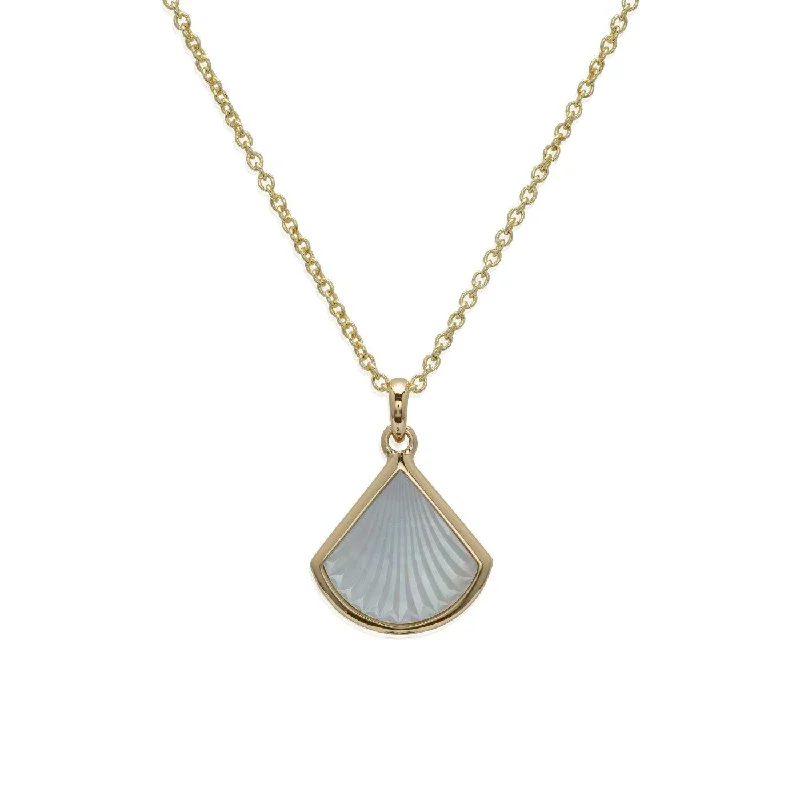 women's necklaces with birthstone pendant -Unique & Co Gold & Mother of Pearl Fan Pendant