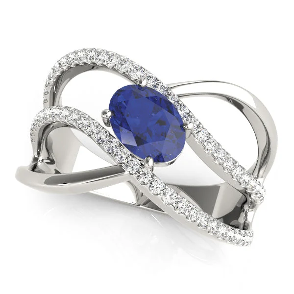 women's rings with traditional design -14K Oval Sapphire Ring