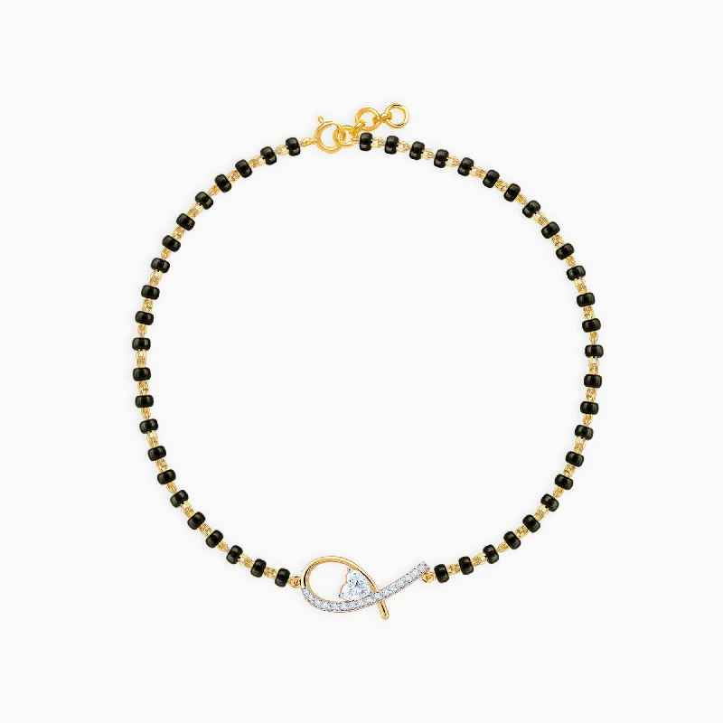 women's bracelets with yellow gold finish -Gold Twirl Bliss Mangalsutra Diamond Bracelet