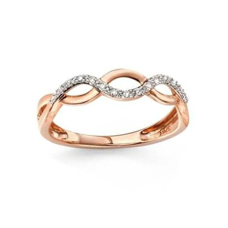 women's engagement rings with subtle detailing -Diamond Pave Intertwined Ring in Rose Gold