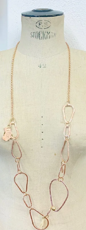 women's necklaces with vintage pendant -Long Pear Hoop copper